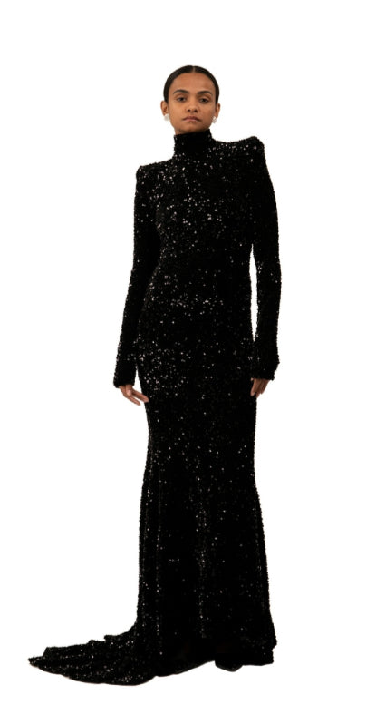 Richard Quinn Black Nia Sequin Gown